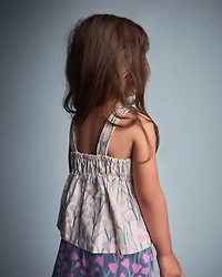 Toddler Girl Peplum Tank Top Wildflower Print - Cream
