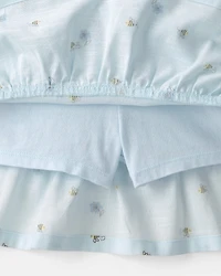 Toddler Girl 2-Piece  French Terry Top & Bee Skirt Set - Blue