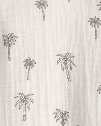 Toddler Boy 2-Piece Organic Cotton Gauze Top & Short Set Palm Trees