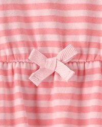 Baby Girl Stripe Sleeveless Bodysuit Dress - Pink