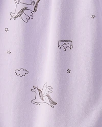 Baby Girl Unicorn Print Cotton Long-Sleeve Jumpsuit - Purple