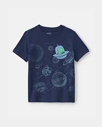 Toddler Boy Space Dinosaur Graphic Tee - Navy