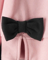 Girls 2-Piece Bow Pullover & Pant Set - Pink/Black