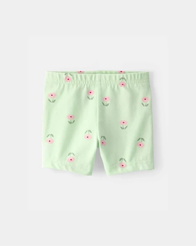 Baby Girl Floral Bike Shorts - Green