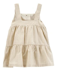 Baby Striped Cotton Dress - Tan