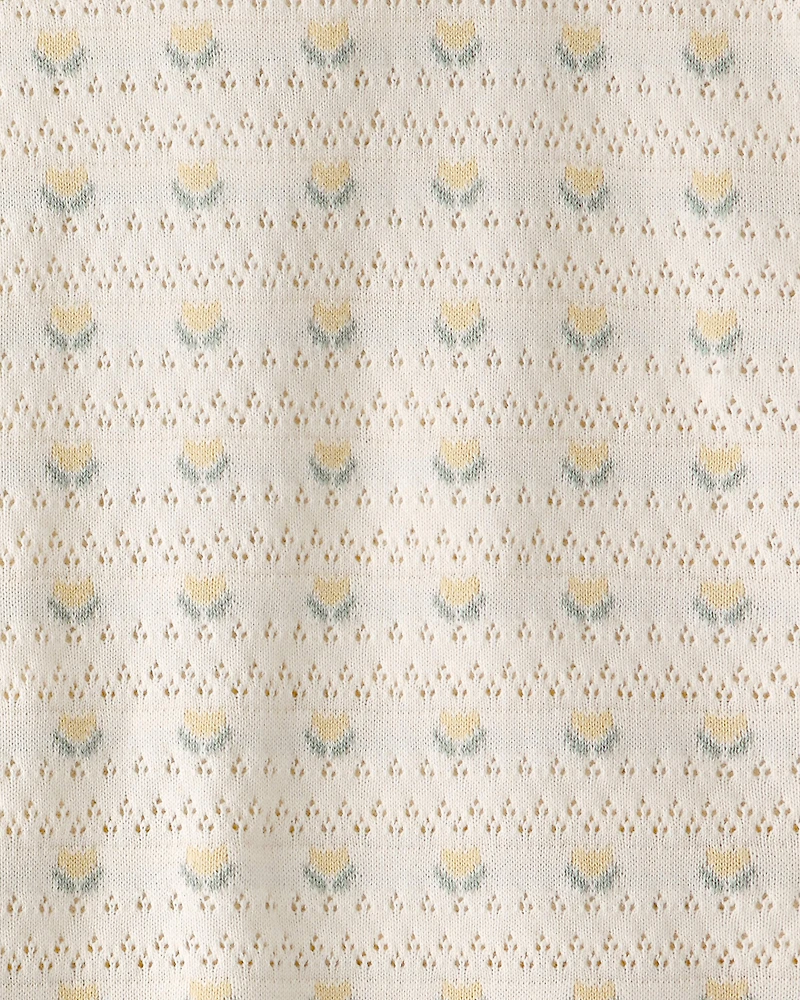 Girls Organic Cotton Sweater Knit Set Honey Floral Print