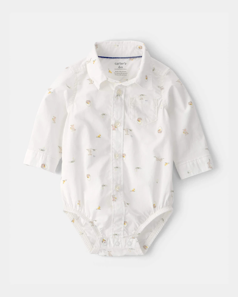 Baby Boy 2-Piece Bunny Bodysuit & Suspender Pant Set - Cream/Khaki