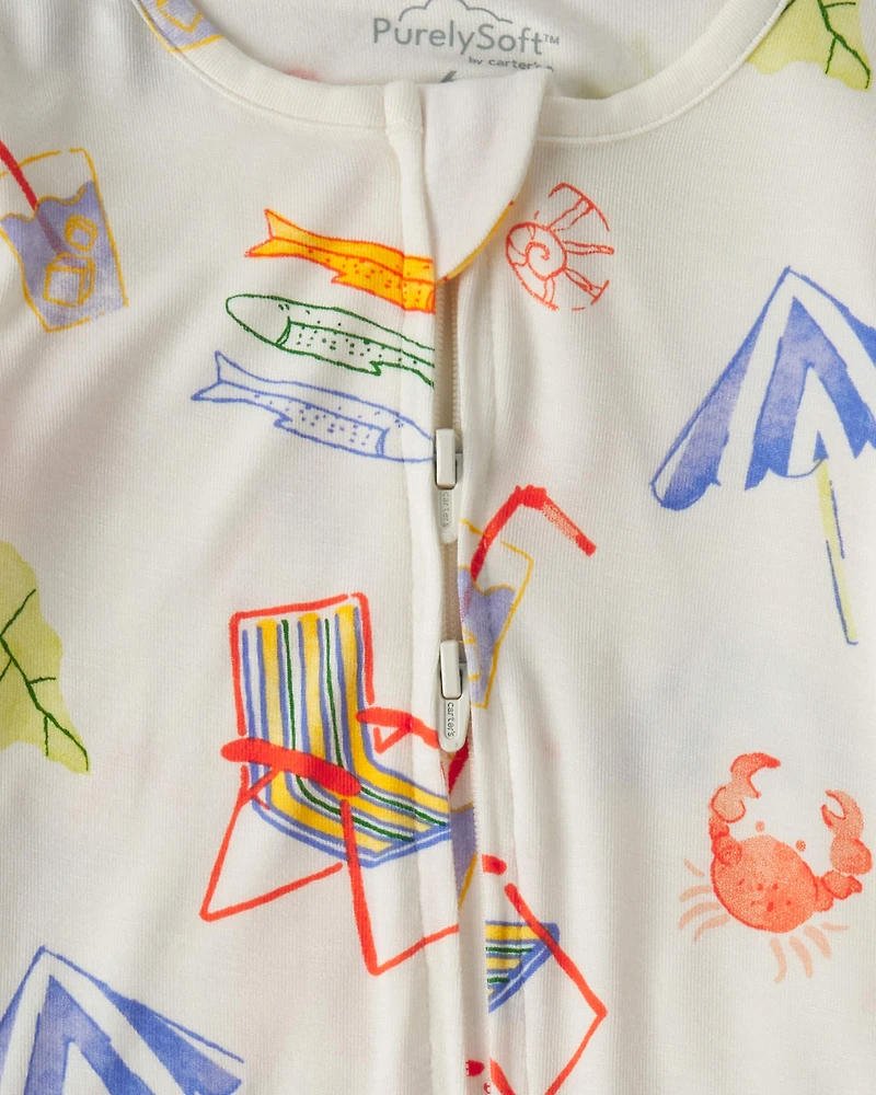 Baby Beach 2-Way Zip PurelySoft™ Snug Fit Sleeper - Cream