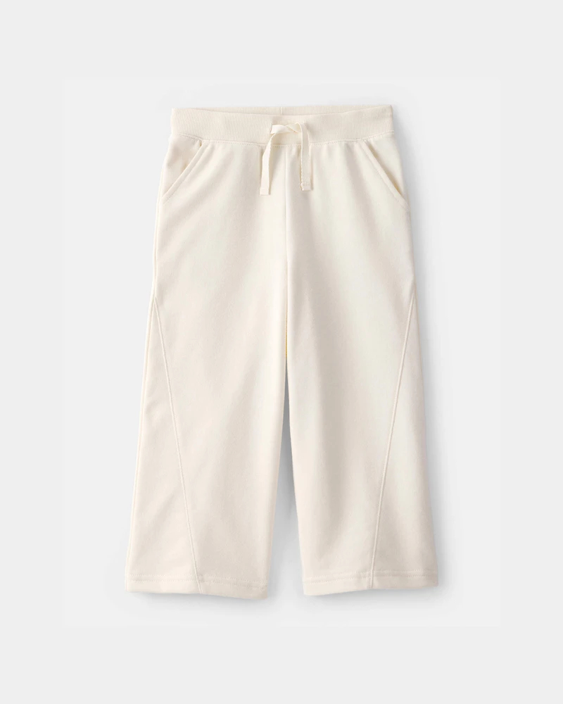 Toddler Girl French Terry Wide-Leg Active Pants - Ivory