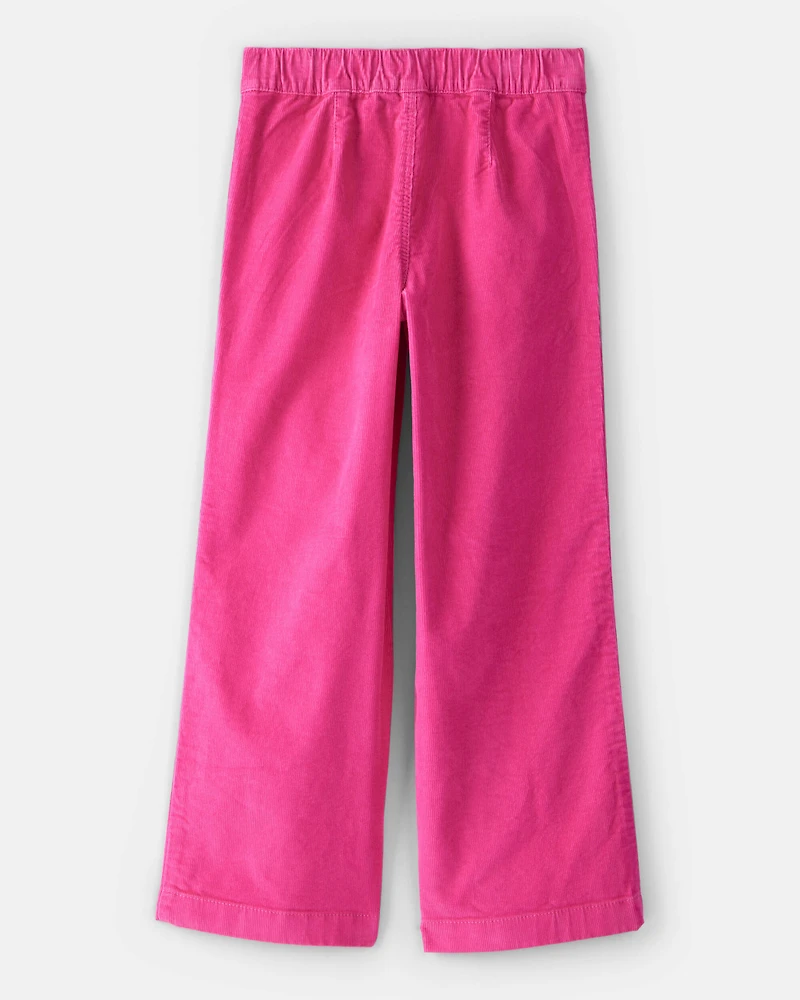 Girls Corduroy Wide-Leg Pants - Pink