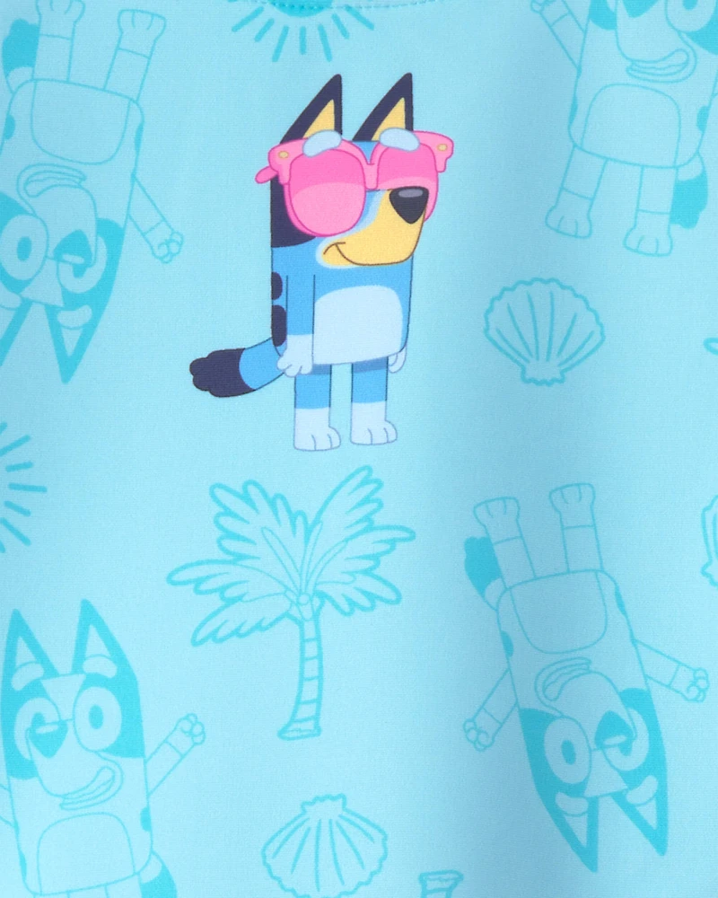 Girls 2-Piece Bluey™ Rashguard Swimsuit Set - Blue