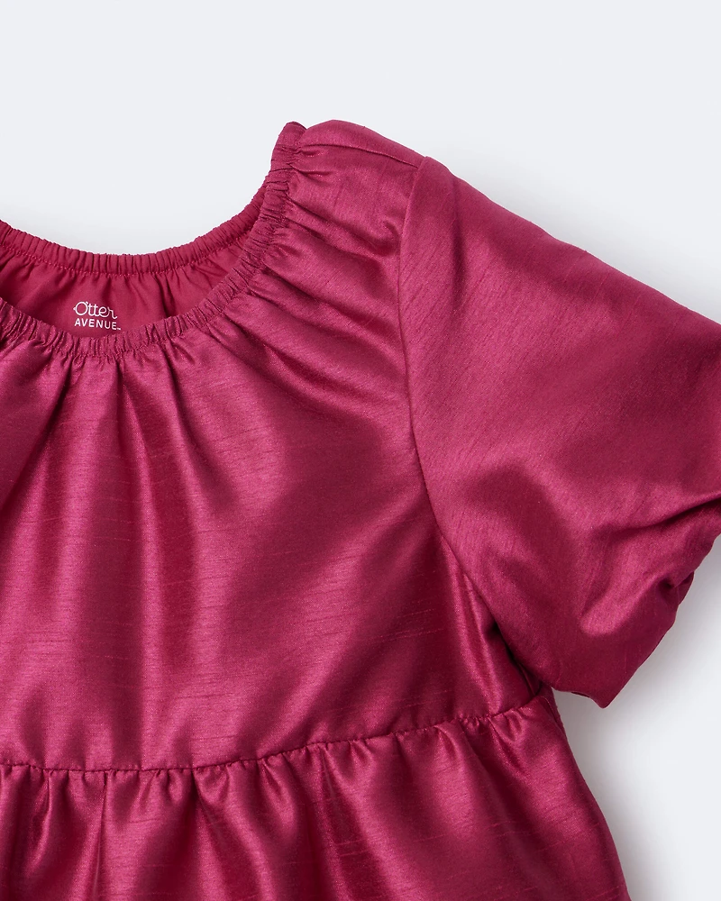 Toddler Girl Puff Sleeve Short-Sleeve Dress - Pink