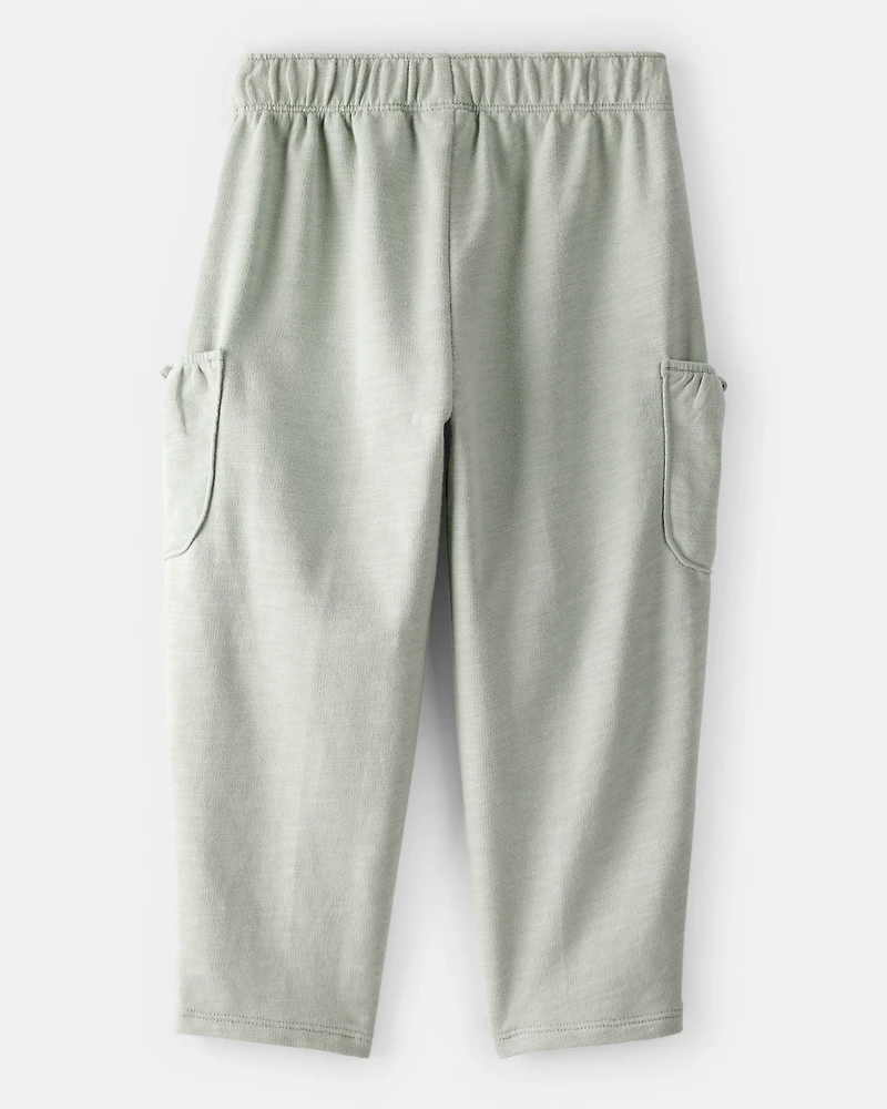 Toddler Girl Bow Pocket French Terry Pants - Green