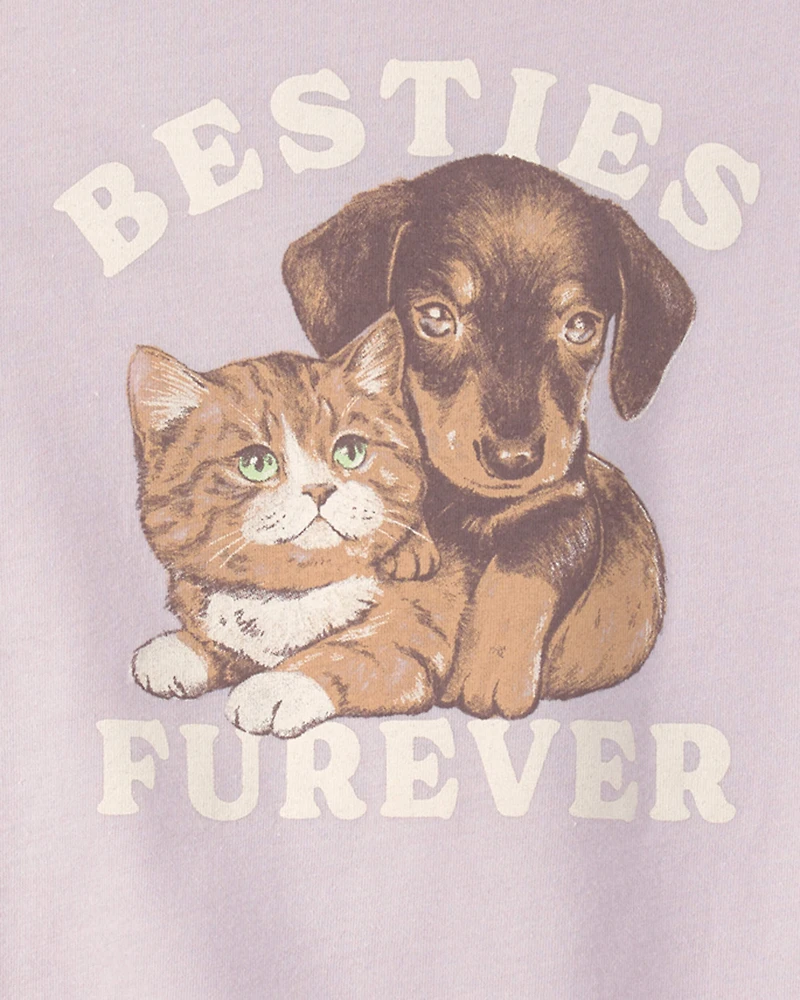 Girls 'Besties Furever' Graphic Tee - Lavender