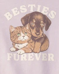 Girls 'Besties Furever' Graphic Tee - Lavender