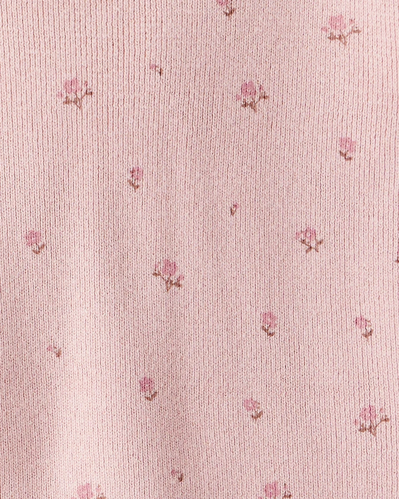 Toddler Girl 2-Piece Organic Cotton Sweater Knit Set Blush Petals Print