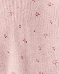 Toddler Girl 2-Piece Organic Cotton Sweater Knit Set Blush Petals Print