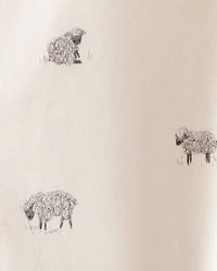 Baby Sheep Print 100% Cotton Long-Sleeve Sleeper - Brown