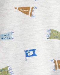 Baby Boy Football Print Long-Sleeve Fashion Bodysuit - Grey