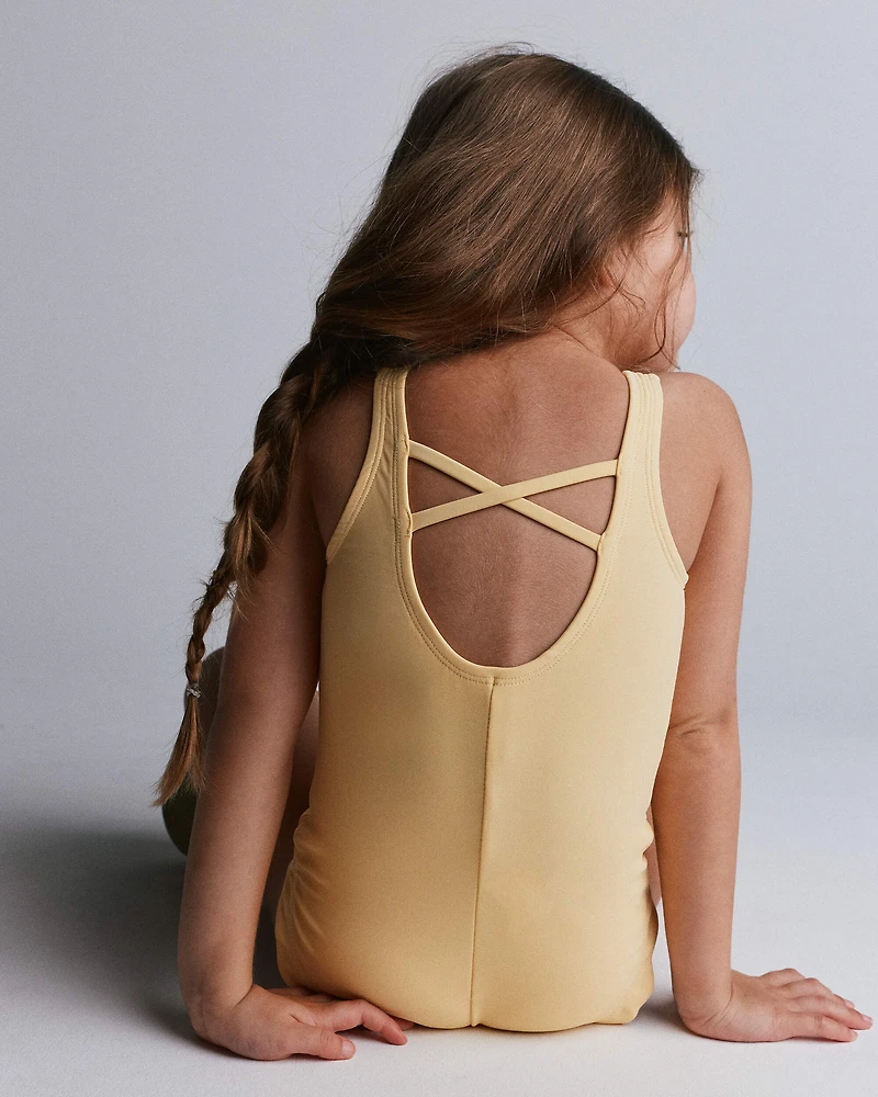 Toddler Girl Scalloped One-Piece Swimsuit Sun Print - Yellow