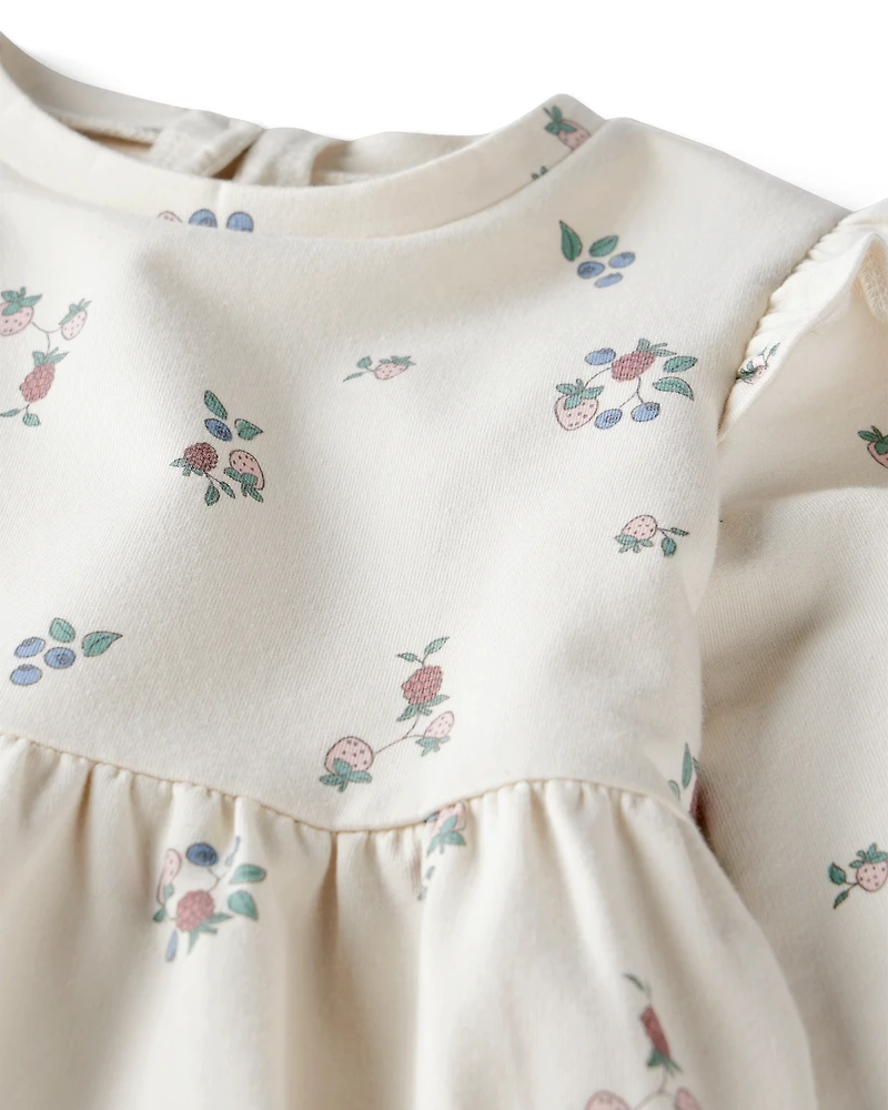 Kid Organic Cotton French Terry Dress Berry Blossom Print