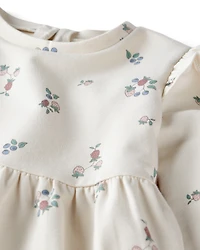 Kid Organic Cotton French Terry Dress Berry Blossom Print