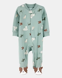 Baby Boy Dog Print 2-Way Zip Cotton Sleeper