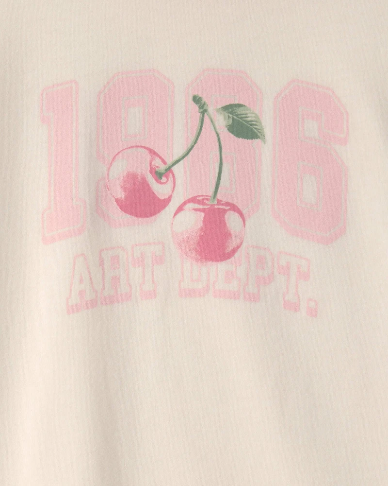 Girls Cherry Graphic Tee - Cream