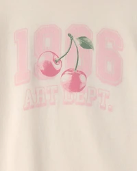 Girls Cherry Graphic Tee - Cream