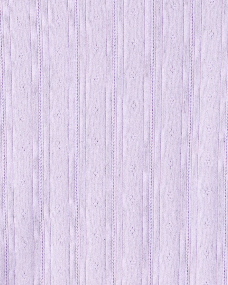 Girls Pointelle Long-Sleeve Top - Purple
