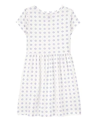 Girls Floral Short-Sleeve Dress- Ivory