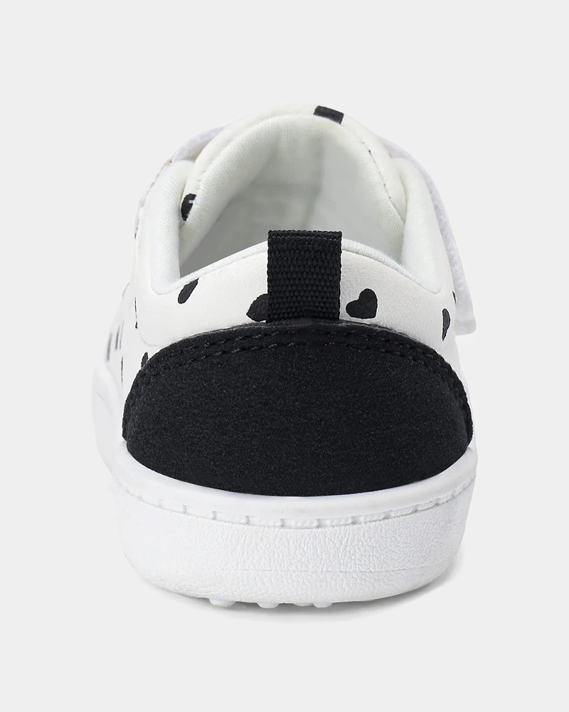 Baby Girl Heart Print Every Step® First Walker Casual Shoes - White/Black