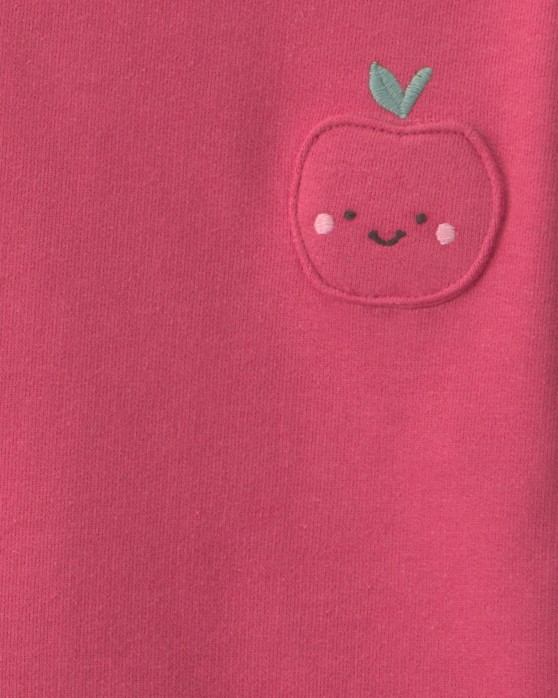 Baby Girl 2-Piece Apple French Terry Long-Sleeve Top & Skirt Set - Pink