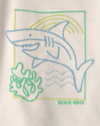 Baby Boy 3-Piece Shark Top, Bodysuit & Short Set - Green/Ivory