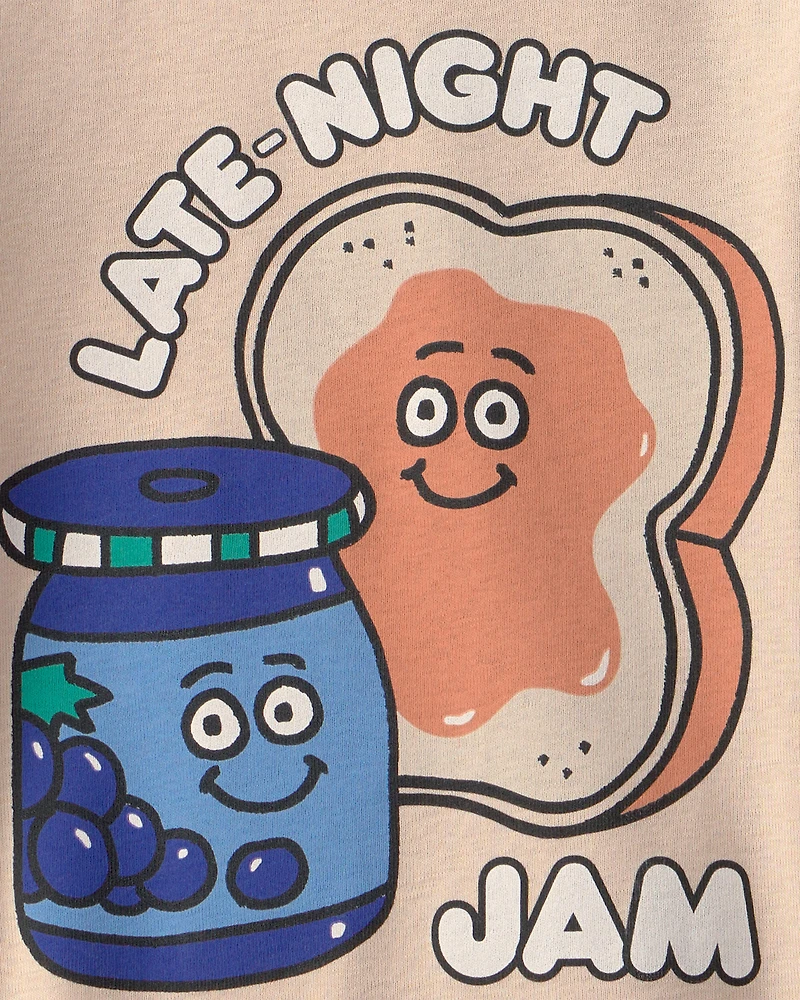 Toddler Boy PB&J Striped 100% Cotton Short-Sleeve Snug Fit 4-Piece Pyjama Set - Blue/Brown