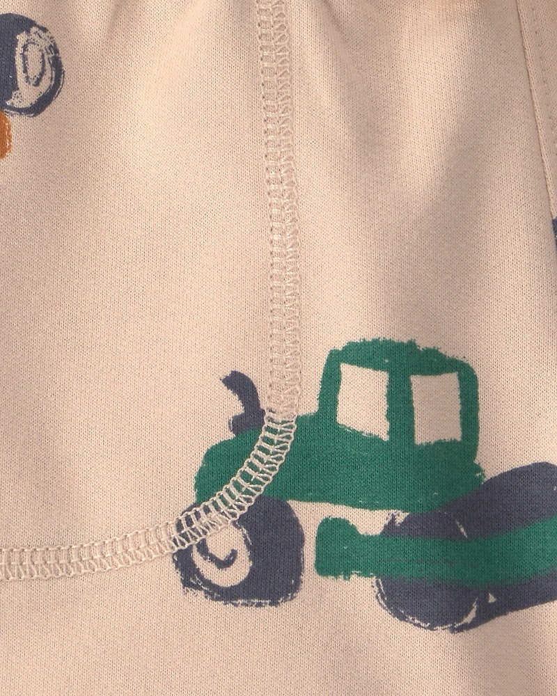 Toddler Boy Construction French Terry Shorts - Tan