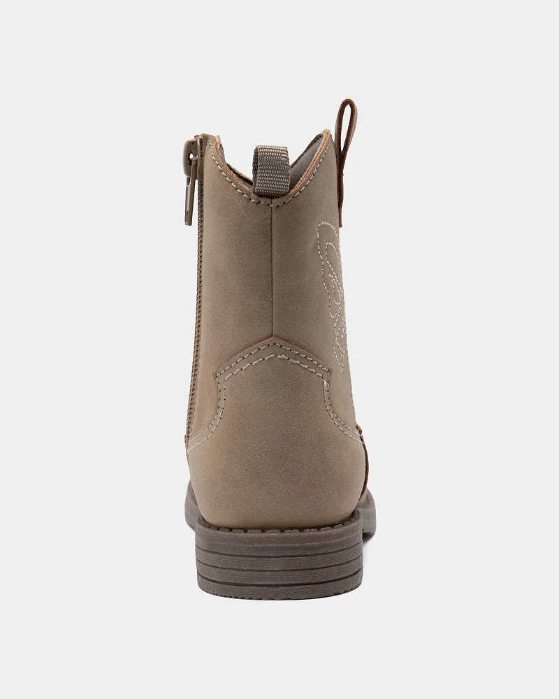 Toddler Girl Butterfly Stitch Cowgirl Boots - Brown