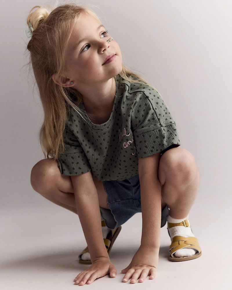 Toddler Girl 'Hide and Seek' High-Low Dolman Tee - Olive