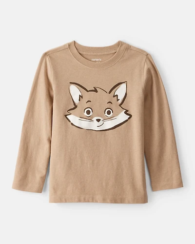 Toddler Boy Fox Long-Sleeve Graphic Tee - Brown