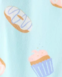 Toddler Girl Donuts DreamPlush Long-Sleeve Snug Fit 1-Piece Pajamas - Blue