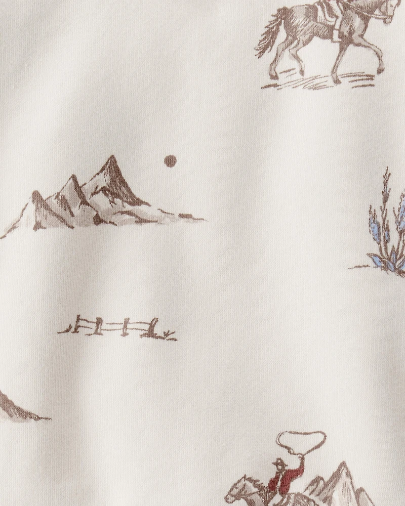 Baby French Terry Sweatshirt Made with Organic Cotton Western Rodeo Print