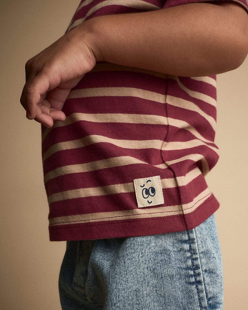 Toddler Boy Relaxed Tee Stripes - Burgundy