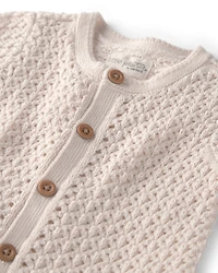 Baby Girl Organic Cotton Sweater Romper Cream