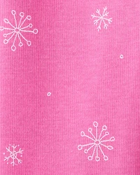 Toddler Girl Snowflake Pull-On Stretch Cozy Leggings - Pink