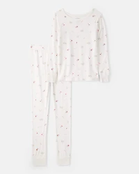 Girls Print PurelySoft Long-Sleeve 2-Piece pyjamas - Ivory