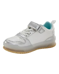Toddler Light Up Metallic Sneakers - Silver/Aqua