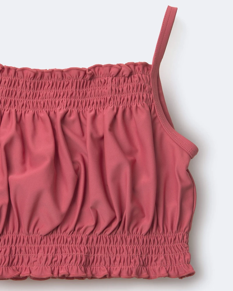 Toddler Girl Smocked Tankini Set - Burgundy