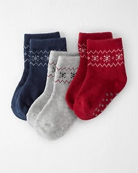 Baby 3-Pack No-Slip Holiday Socks Made with Organic Cotton