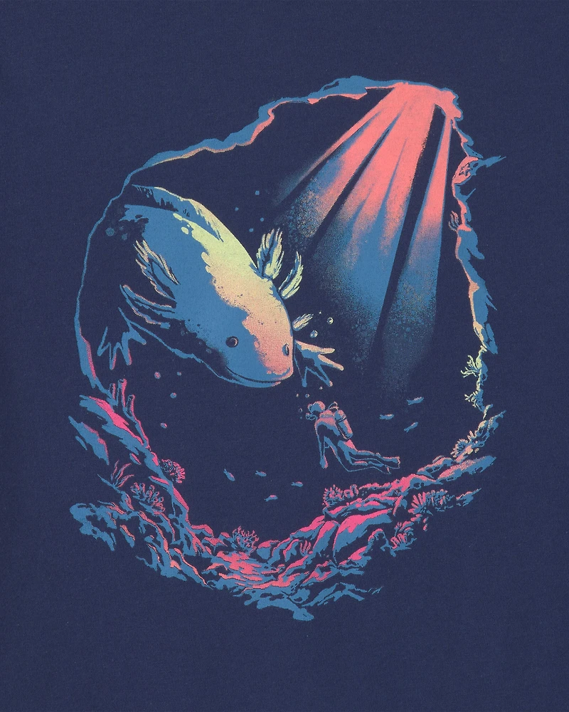 Boys Axolotl Graphic Tee - Navy