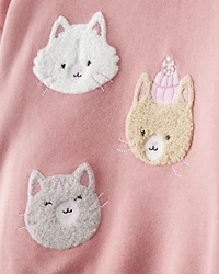 Toddler Girl Cat Pullover & Pant Set - Pink